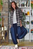 Keaton Plaid Military Jacket Navy