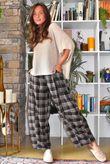 Keaton Plaid Tuck Barrel Pant Coffee Bean