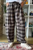 Keaton Plaid Tuck Barrel Pant Coffee Bean