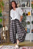 Keaton Plaid Tuck Barrel Pant Navy