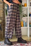 Keaton Plaid Tuck Barrel Pant Navy