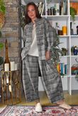 Keaton Plaid Tuck Barrel Pant Steel
