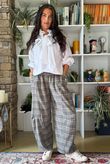 Keaton Plaid Tuck Barrel Pant Steel