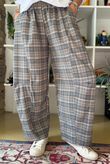 Keaton Plaid Tuck Barrel Pant Steel