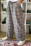 Keaton Plaid Tuck Barrel Pant Steel