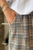 Keaton Plaid Tuck Barrel Pant Steel