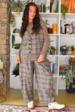 Keaton Plaid Tuck Barrel Pant Steel