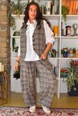 Keaton Plaid Tuck Barrel Pant Steel