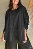 Kingsley Herringbone Scuba Lazy Layer Top Black