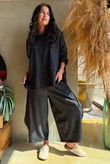 Kingsley Herringbone Scuba Lazy Layer Top Black