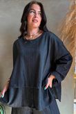 Kingsley Herringbone Scuba Lazy Layer Top Black