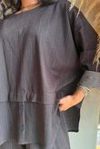 Kingsley Herringbone Scuba Lazy Layer Top Chocolate