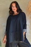 Kingsley Herringbone Scuba Lazy Layer Top Navy