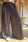 Kingsley Herringbone Scuba Wide Leg Pant Chocolate