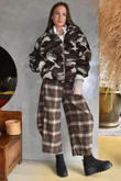 Kit Camo Sherpa Funnel Neck Bomber Jacket Coffee Bean