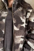 Kit Camo Sherpa Funnel Neck Bomber Jacket Coffee Bean