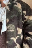 Kit Camo Sherpa Funnel Neck Bomber Jacket Khaki