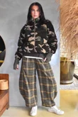 Kit Camo Sherpa Funnel Neck Bomber Jacket Khaki