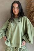 Lagen Lantern Sleeve Sweatshirt Matcha
