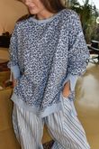 Lagen Leopard Chill Sweatshirt Baby Blue & Denim