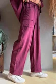Lagen Panel Tapered Leg Trouser Aubergine