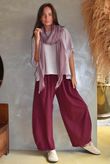 Lagen Relaxed Barrel Pant Aubergine