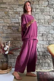 Lagen Relaxed Sweatshirt Aubergine 