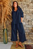 Larc Frill Kick Pant Navy due 1 week