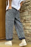 Laundry B Duran Grid Barrel Leg Jean Blue Denim - -