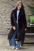 Laundry B Mara Luxury Faux Fur Long Coat Black /3 