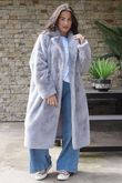 Laundry B Mara Luxury Faux Fur Long Coat Cloud Grey 