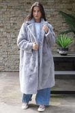 Laundry B Mara Luxury Faux Fur Long Coat Cloud Grey 