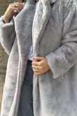 Laundry B Mara Luxury Faux Fur Long Coat Cloud Grey 