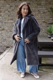 Laundry B Mara Luxury Faux Fur Long Coat Storm Grey 