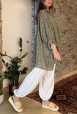 Laundry B Sophie Smock Top Paisley Stud Khaki