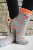 Laundry B Terry & Wool Luxury Socks Star Orange Grey