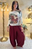 Laundry B Veya Lurex Relaxed Knit Top Tuscany Burgundy 