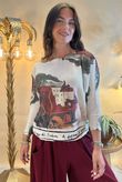 Laundry B Veya Lurex Relaxed Knit Top Tuscany Burgundy 