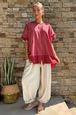 Laundry B Wild Shores Capri Pure Cotton Top Pomegranate
