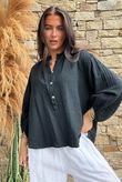Annie Cushion Cotton Laurie Blouse Black