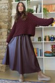 Lennon Super Soft Faux Leather Skirt Burgundy