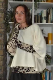 Leopard Cashmere Blend Layering Top Stone