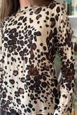 Leopard Cashmere Blend Layering Top Stone