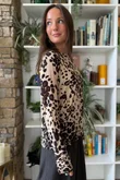 Leopard Cashmere Blend Layering Top Stone