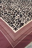 Leopard & Tile Border Triangle Silk Neckerchief Deep Rose