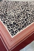 Leopard & Tile Border Triangle Silk Neckerchief Deep Rust