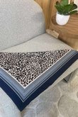 Leopard & Tile Border Triangle Silk Neckerchief Navy
