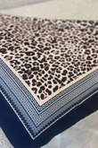 Leopard & Tile Border Triangle Silk Neckerchief Navy