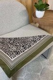 Leopard & Tile Border Triangle Silk Neckerchief Olive