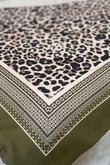Leopard & Tile Border Triangle Silk Neckerchief Olive